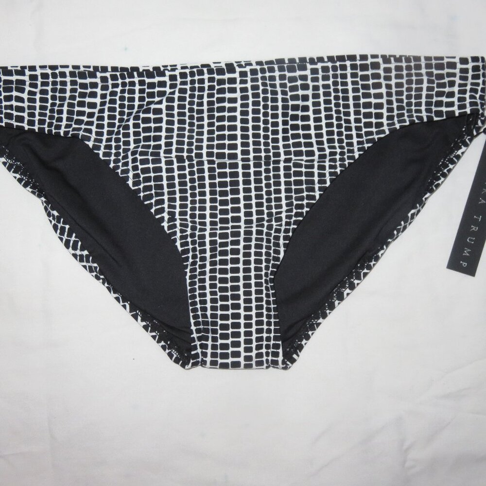 IVANKA TRUMP Black White Print Classic Bikini Bottom Swim S L XL NEW $52